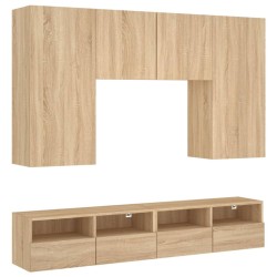 vidaXL Muebles de TV de pared 5 pzas madera de ingeniería roble Sonoma