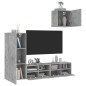 vidaXL Muebles de TV de pared 4 pzas madera ingeniería gris hormigón