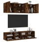 vidaXL Muebles de TV de pared 5 pzas madera ingeniería roble ahumado