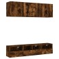 vidaXL Muebles de TV de pared 5 pzas madera ingeniería roble ahumado