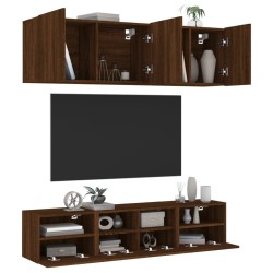 vidaXL Muebles de TV de pared 5 pzas madera de ingeniería marrón roble