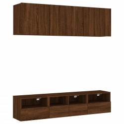 vidaXL Muebles de TV de pared 5 pzas madera de ingeniería marrón roble