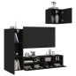 vidaXL Muebles de TV de pared 4 piezas madera de ingeniería negro vidaXL Muebles de TV de pared 4 piezas madera de ingeniería negro