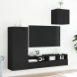vidaXL Muebles de TV de pared 4 piezas madera de ingeniería negro vidaXL Muebles de TV de pared 4 piezas madera de ingeniería negro
