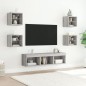vidaXL Muebles TV pared con LED 7 pzas madera ingeniería gris Sonoma vidaXL Muebles TV pared con LED 7 pzas madera ingeniería gris Sonoma