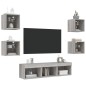 vidaXL Muebles TV pared con LED 7 pzas madera ingeniería gris Sonoma vidaXL Muebles TV pared con LED 7 pzas madera ingeniería gris Sonoma