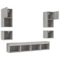 vidaXL Muebles TV pared con LED 8 pzas madera ingeniería gris Sonoma vidaXL Muebles TV pared con LED 8 pzas madera ingeniería gris Sonoma