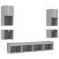 vidaXL Muebles TV pared con LED 8 pzas madera ingeniería gris Sonoma vidaXL Muebles TV pared con LED 8 pzas madera ingeniería gris Sonoma