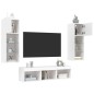 vidaXL Muebles de TV de pared con LED 5 pzas madera ingeniería blanco vidaXL Muebles de TV de pared con LED 5 pzas madera ingeniería blanco