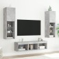 vidaXL Muebles TV pared con LED 5 pzas madera ingeniería gris hormigón vidaXL Muebles TV pared con LED 5 pzas madera ingeniería gris hormigón