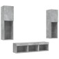 vidaXL Muebles TV pared con LED 5 pzas madera ingeniería gris hormigón vidaXL Muebles TV pared con LED 5 pzas madera ingeniería gris hormigón