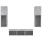 vidaXL Muebles TV pared con LED 5 pzas madera ingeniería gris hormigón vidaXL Muebles TV pared con LED 5 pzas madera ingeniería gris hormigón