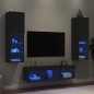 vidaXL Muebles de TV de pared con LED 5 pzas madera ingeniería negro vidaXL Muebles de TV de pared con LED 5 pzas madera ingeniería negro