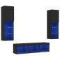 vidaXL Muebles de TV de pared con LED 5 pzas madera ingeniería negro vidaXL Muebles de TV de pared con LED 5 pzas madera ingeniería negro