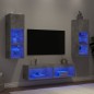 vidaXL Muebles TV pared con LED 6 pzas madera ingeniería gris hormigón vidaXL Muebles TV pared con LED 6 pzas madera ingeniería gris hormigón
