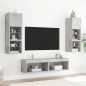 vidaXL Muebles TV pared con LED 6 pzas madera ingeniería gris hormigón vidaXL Muebles TV pared con LED 6 pzas madera ingeniería gris hormigón