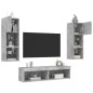 vidaXL Muebles TV pared con LED 6 pzas madera ingeniería gris hormigón vidaXL Muebles TV pared con LED 6 pzas madera ingeniería gris hormigón