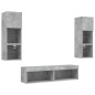 vidaXL Muebles TV pared con LED 6 pzas madera ingeniería gris hormigón vidaXL Muebles TV pared con LED 6 pzas madera ingeniería gris hormigón