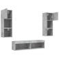 vidaXL Muebles TV pared con LED 6 pzas madera ingeniería gris hormigón vidaXL Muebles TV pared con LED 6 pzas madera ingeniería gris hormigón