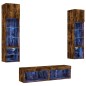 vidaXL Muebles TV pared con LED 6 pzas madera ingeniería roble ahumado vidaXL Muebles TV pared con LED 6 pzas madera ingeniería roble ahumado
