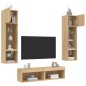 vidaXL Muebles TV pared con LED 6 pzas madera ingeniería roble Sonoma vidaXL Muebles TV pared con LED 6 pzas madera ingeniería roble Sonoma