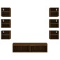 vidaXL Muebles TV pared con LED 8 pzas madera ingeniería marrón roble