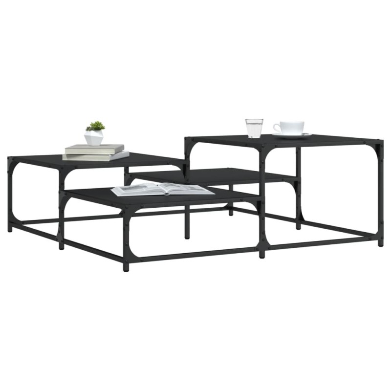 vidaXL Mesa de centro madera de ingeniería negro 107x107x40 cm vidaXL Mesa de centro madera de ingeniería negro 107x107x40 cm