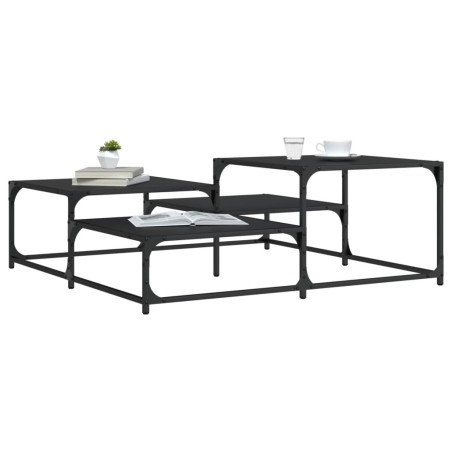 vidaXL Mesa de centro madera de ingeniería negro 107x107x40 cm