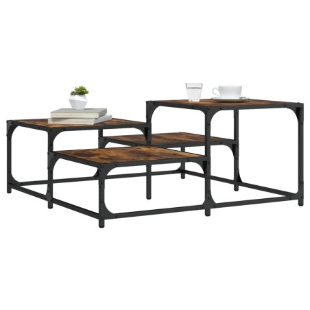 vidaXL Mesa de centro madera ingeniería roble ahumado 87,5x87,5x40 cm