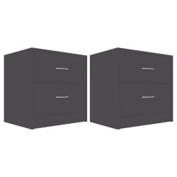 vidaXL Mesitas de noche 2 uds madera contrachapada gris 40x30x40 cm