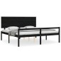 vidaXL Cama personas mayores cabecero madera maciza negro 200x200 cm vidaXL Cama personas mayores cabecero madera maciza negro 200x200 cm
