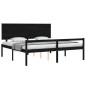 vidaXL Cama personas mayores cabecero madera maciza negro 200x200 cm vidaXL Cama personas mayores cabecero madera maciza negro 200x200 cm