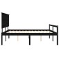 vidaXL Cama personas mayores cabecero madera maciza negro 200x200 cm vidaXL Cama personas mayores cabecero madera maciza negro 200x200 cm