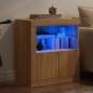 vidaXL Aparador con luces LED roble Sonoma 60,5x37x67 cm vidaXL Aparador con luces LED roble Sonoma 60,5x37x67 cm