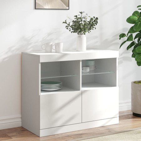 vidaXL Aparador con luces LED blanco 81x37x67 cm