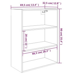 vidaXL Armario colgante de pared gris hormigón 69,5x32,5x90 cm