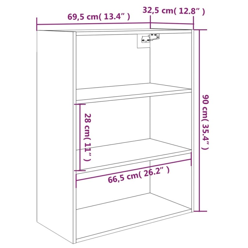 vidaXL Armario colgante de pared gris hormigón 69,5x32,5x90 cm vidaXL Armario colgante de pared gris hormigón 69,5x32,5x90 cm