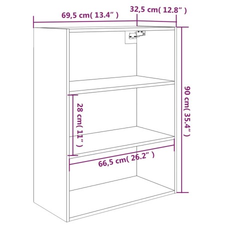 vidaXL Armario colgante de pared gris hormigón 69,5x32,5x90 cm