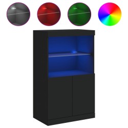 vidaXL Aparador con luces LED negro 60,5x37x100 cm