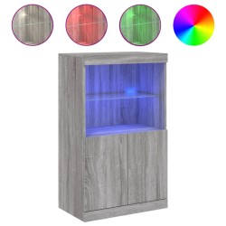 vidaXL Aparador con luces LED gris Sonoma 60,5x37x100 cm