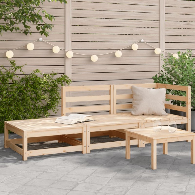 vidaXL Sofá de jardín con reposapiés 2 plazas madera maciza de pino vidaXL Sofá de jardín con reposapiés 2 plazas madera maciza de pino