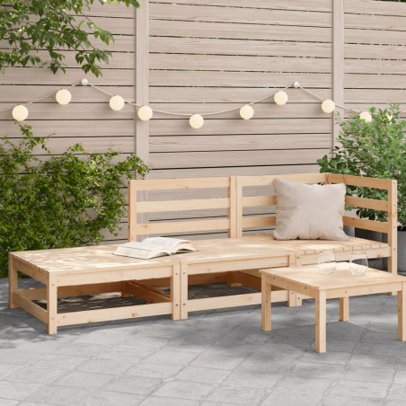 vidaXL Sofá de jardín con reposapiés 2 plazas madera maciza de pino