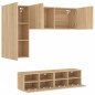 vidaXL Muebles de TV de pared 4 pzas madera de ingeniería roble Sonoma
