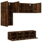vidaXL Muebles de TV de pared 4 pzas madera ingeniería roble ahumado vidaXL Muebles de TV de pared 4 pzas madera ingeniería roble ahumado
