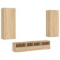 vidaXL Muebles de TV de pared 5 pzas madera de ingeniería roble Sonoma