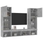 vidaXL Muebles TV pared con LED 5 pzas madera ingeniería gris hormigón vidaXL Muebles TV pared con LED 5 pzas madera ingeniería gris hormigón