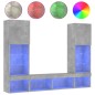 vidaXL Muebles TV pared con LED 5 pzas madera ingeniería gris hormigón vidaXL Muebles TV pared con LED 5 pzas madera ingeniería gris hormigón