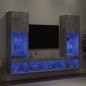 vidaXL Muebles TV pared con LED 5 pzas madera ingeniería gris hormigón vidaXL Muebles TV pared con LED 5 pzas madera ingeniería gris hormigón