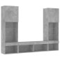 vidaXL Muebles TV pared con LED 5 pzas madera ingeniería gris hormigón vidaXL Muebles TV pared con LED 5 pzas madera ingeniería gris hormigón