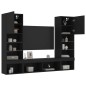 vidaXL Muebles de TV de pared con LED 5 pzas madera ingeniería negro vidaXL Muebles de TV de pared con LED 5 pzas madera ingeniería negro